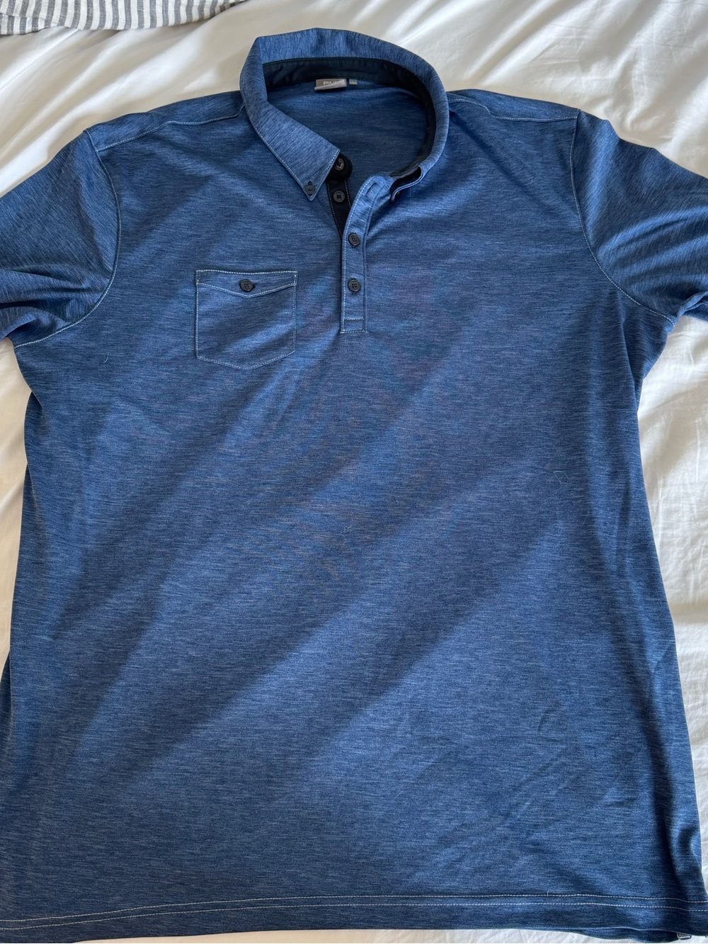 Ping Men's Heathered Blue Polo with Chest Pocket